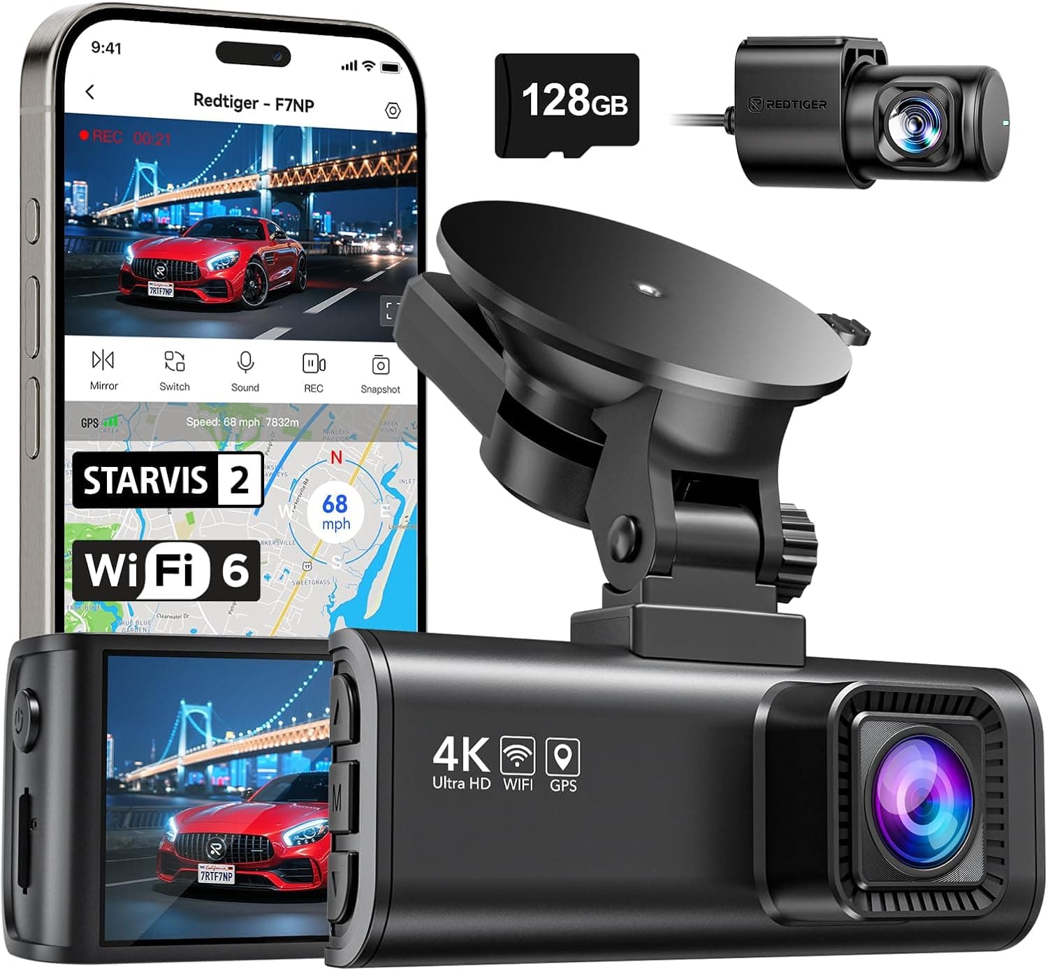 Dashcam REDTIGER F7NP 4K grand angle