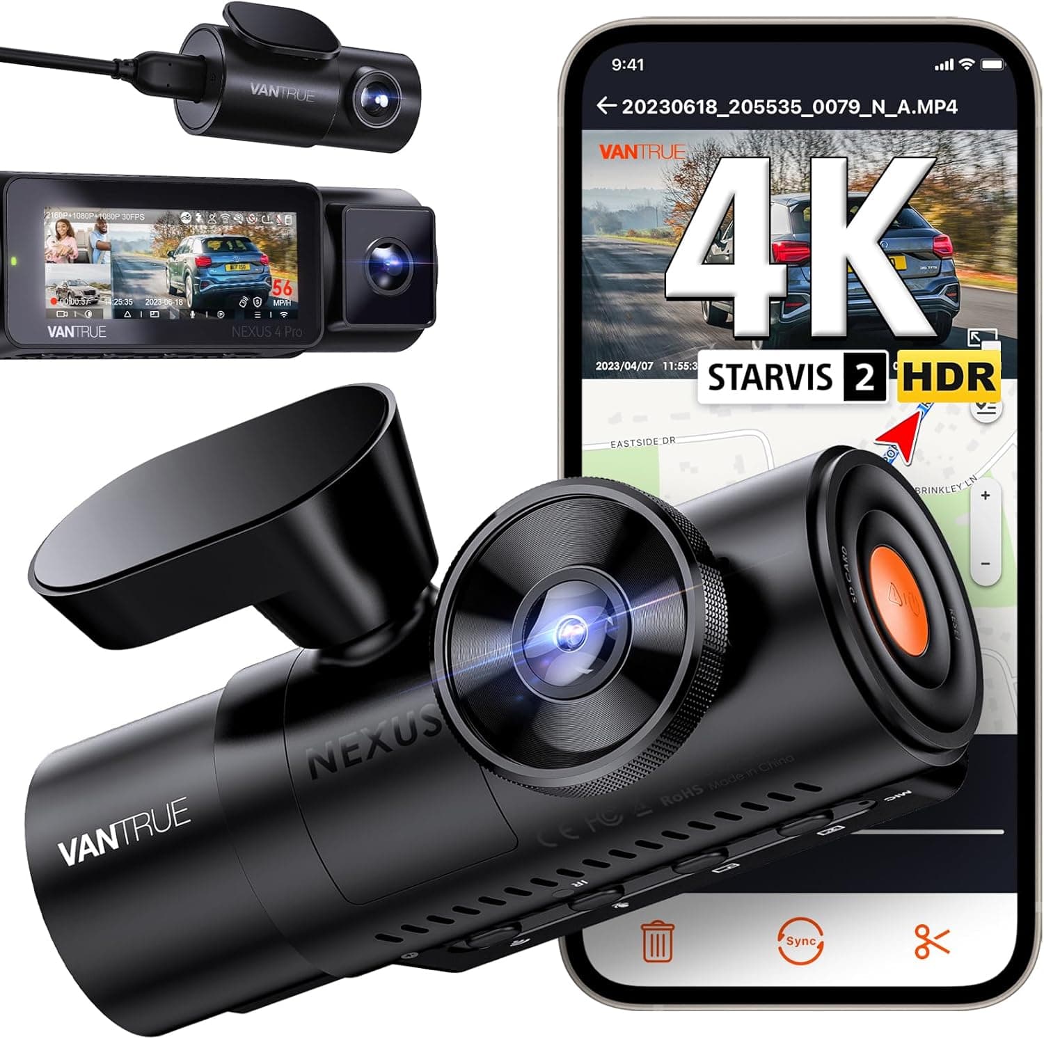 Dashcam Vantrue N4 Pro triple caméra 4K